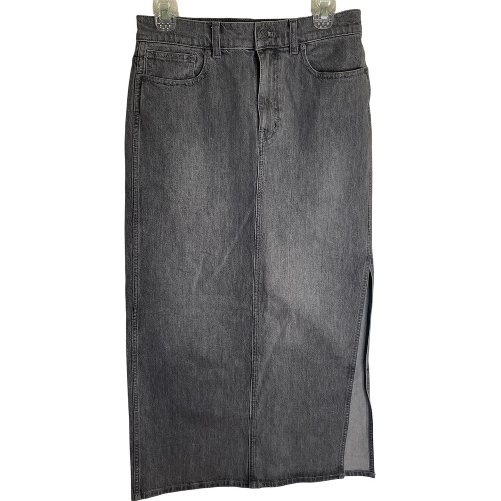 Madewell Gray Denim Long Skirt With Side Slit Size 26 new prairie core modest